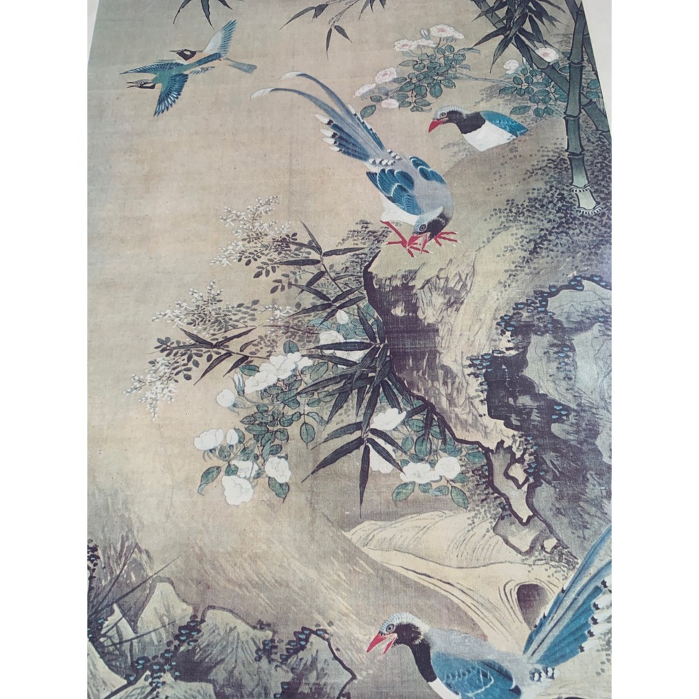 Vintage Chinoiserie Bird Bamboo Print White Faux Bamboo Frame Hollywood Regency - Picture 10 of 12